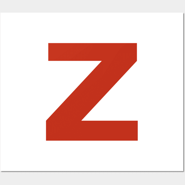 Letter z in Red Text Minimal Typography Wall Art by ellenhenryart